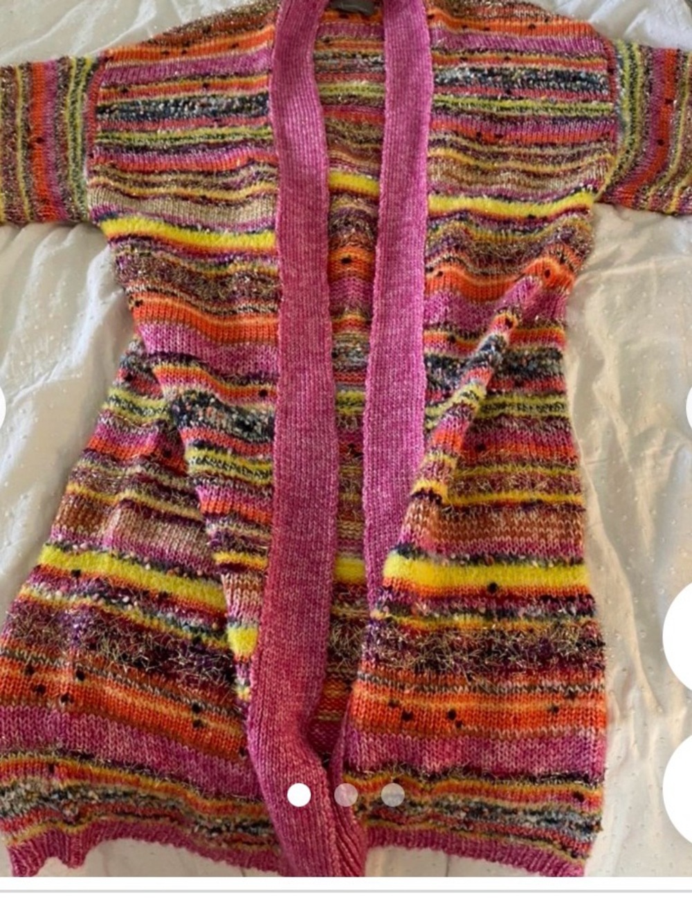 Anthropologie Pink Multi-Color Long Open Cardigan Juliette - Picture 8 of 9